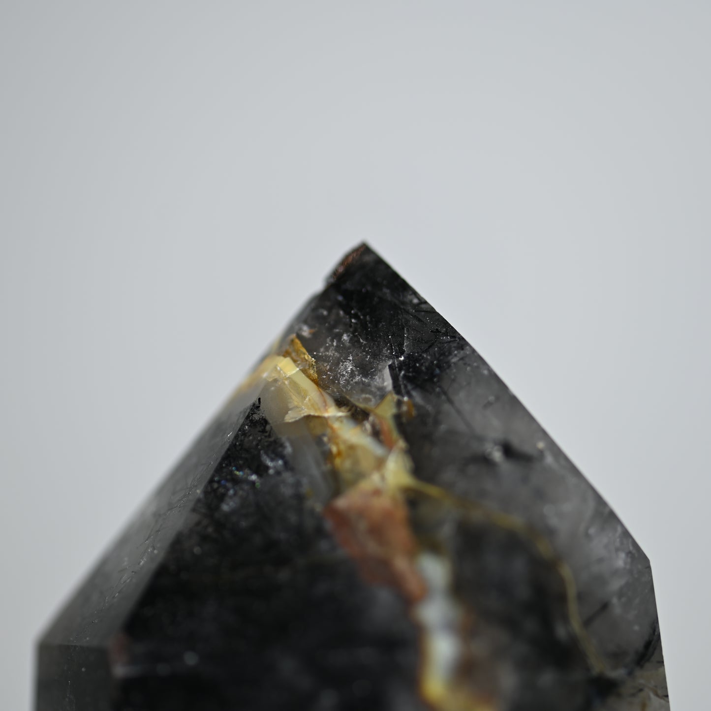 Spooky Mosaic Black Chalcedony Quartz Tower