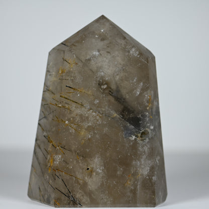 Black Tourmaline in Smoky Quartz Tower