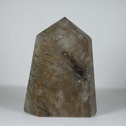 Black Tourmaline in Smoky Quartz Tower
