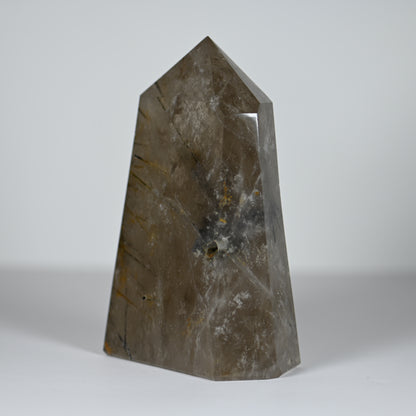 Black Tourmaline in Smoky Quartz Tower