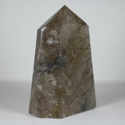 Black Tourmaline in Smoky Quartz Tower