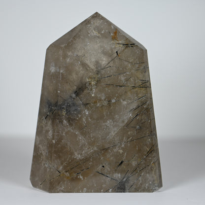 Black Tourmaline in Smoky Quartz Tower