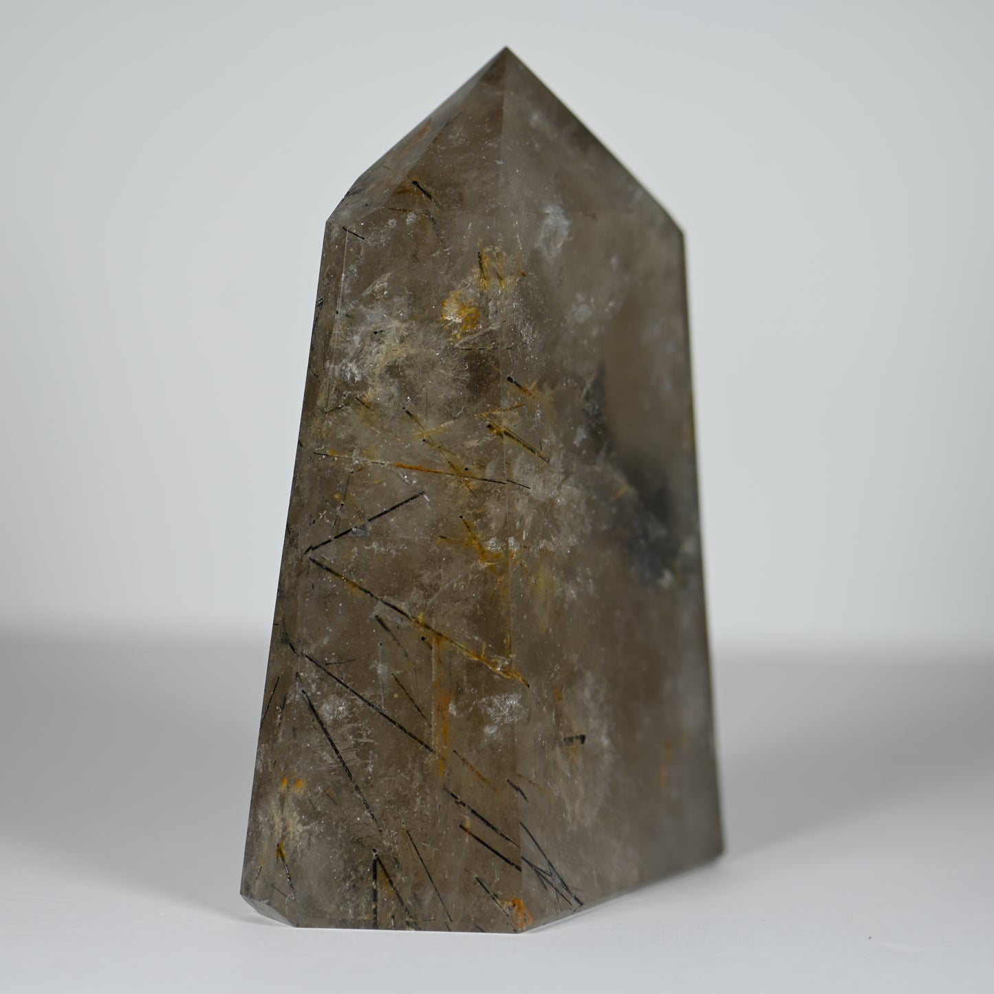 Black Tourmaline in Smoky Quartz Tower