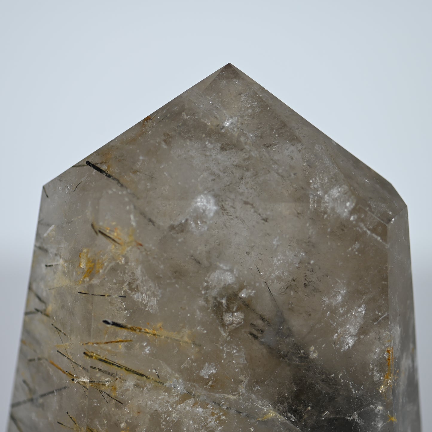 Black Tourmaline in Smoky Quartz Tower