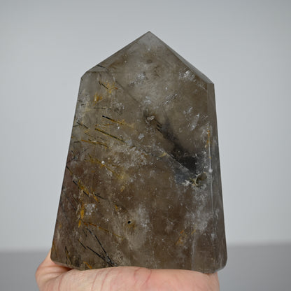 Black Tourmaline in Smoky Quartz Tower