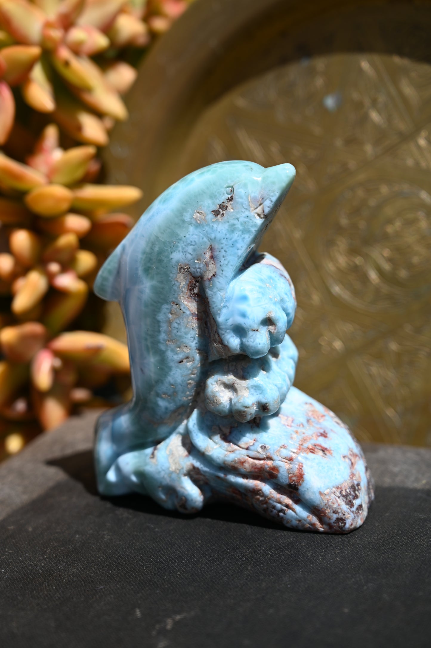 Calming Larimar Dolphin Carving