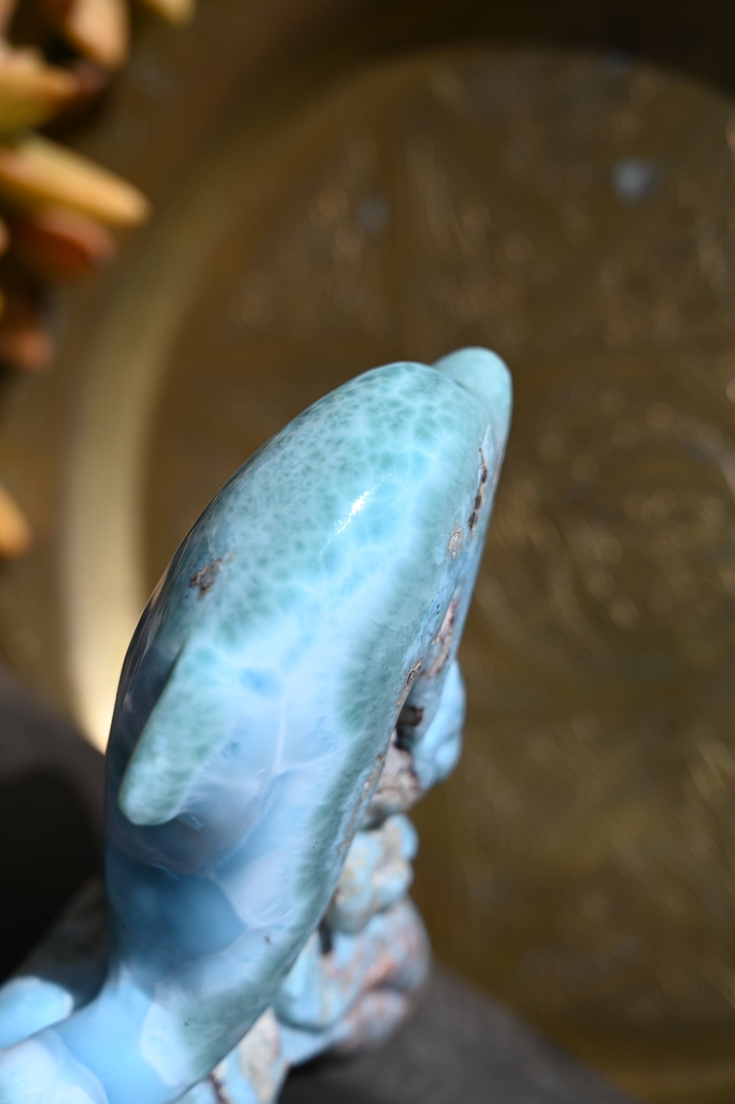 Calming Larimar Dolphin Carving