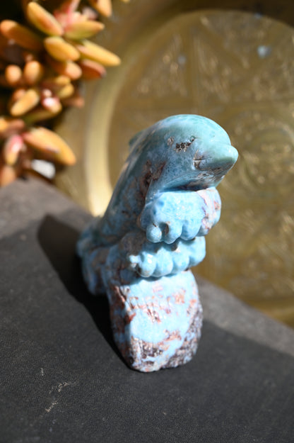 Calming Larimar Dolphin Carving