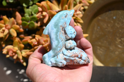Calming Larimar Dolphin Carving