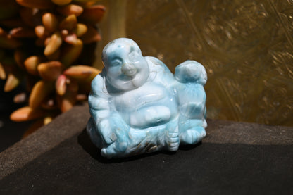 Meditative Larimar Buddha Carving