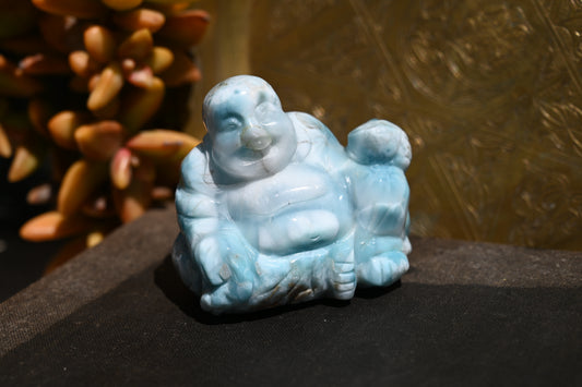 Meditative Larimar Buddha Carving