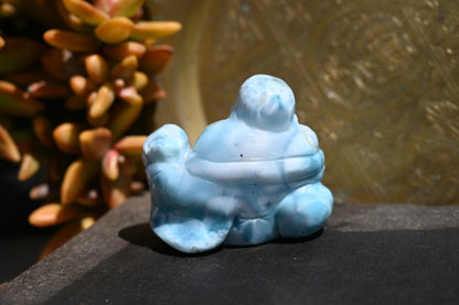 Meditative Larimar Buddha Carving