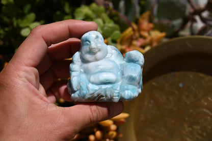 Meditative Larimar Buddha Carving