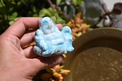 Meditative Larimar Buddha Carving