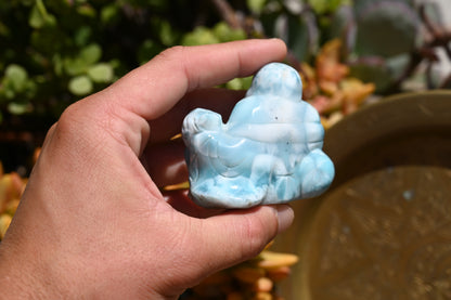 Meditative Larimar Buddha Carving